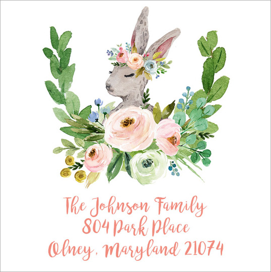 Bunny Spring Spray Square Address Labels